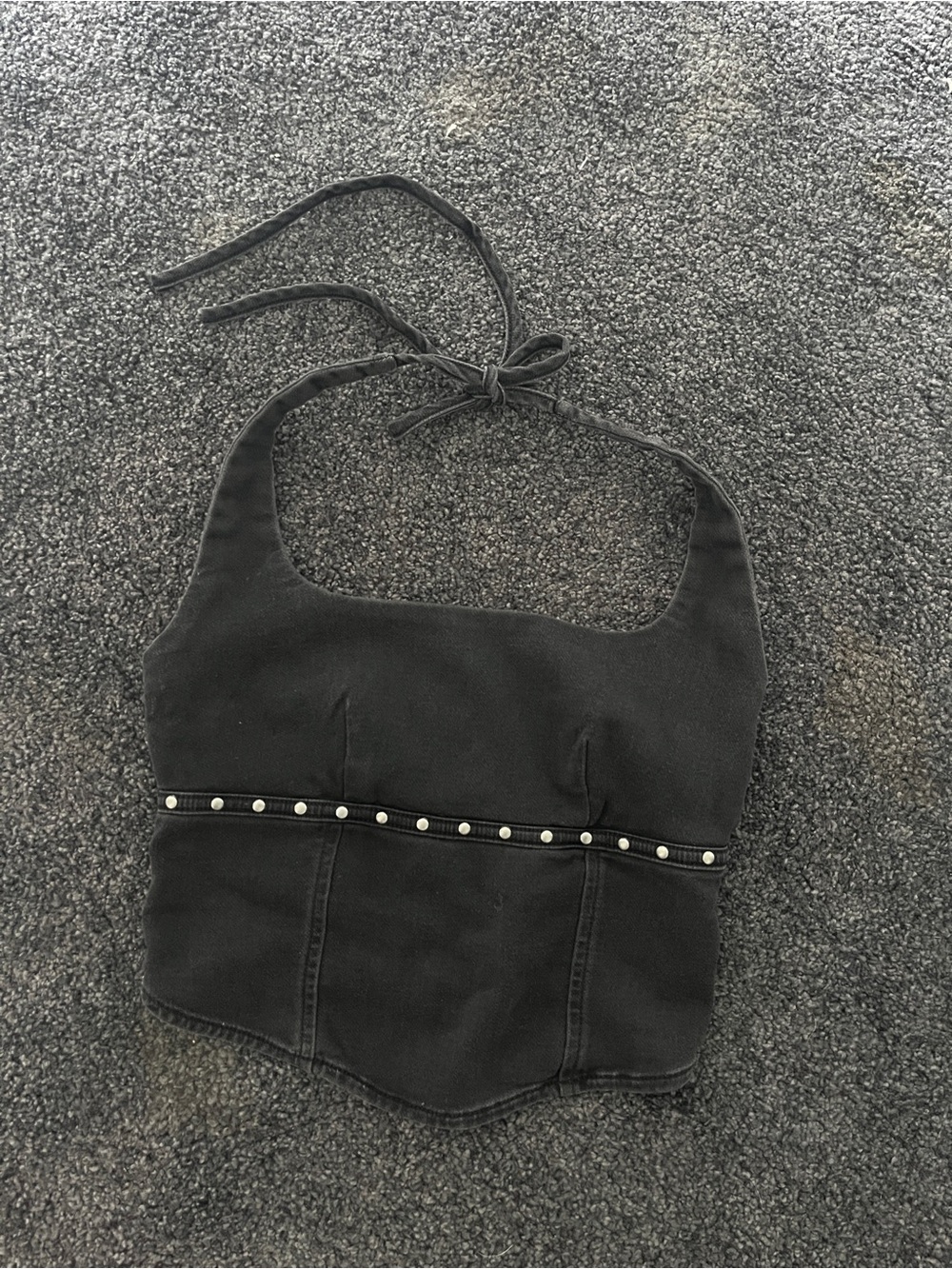 WILD FABLE DENIM STUDDED HALTER TOP